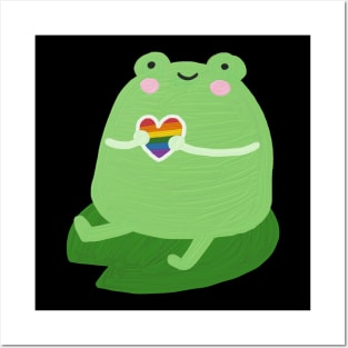 Cute Frog with Rainbow Heart | LGBTQ+ Gay Pride Posters and Art